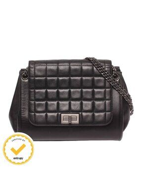 Chanel Chain Shoulder Bag Crossbody Silver Choco Bar 2.55